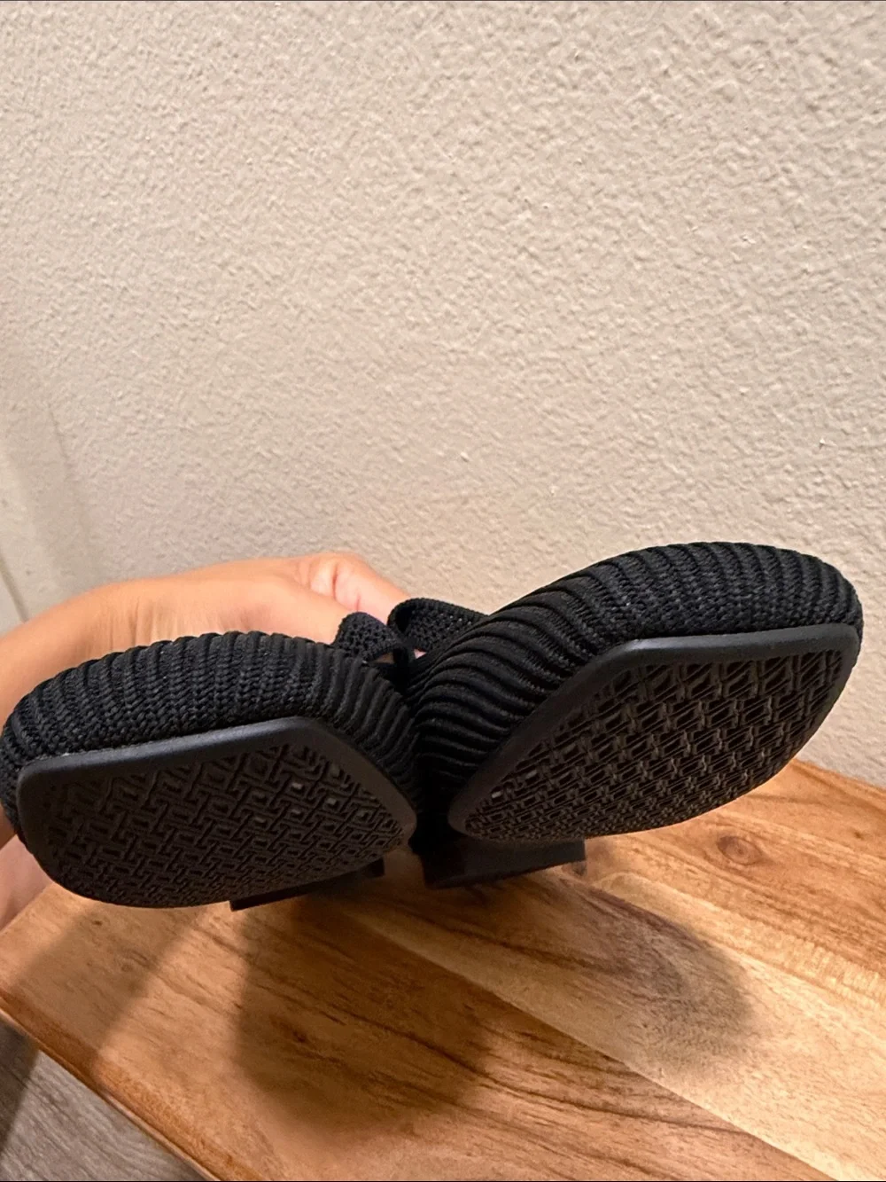 Vivaia Margot Square-Toe Black Knit Mary Jane Flats Size: 6.5